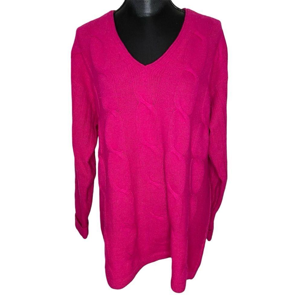 The Limited Sweater Vintage V Neck Pullover Wool Angora Rabbit Hot Pink Large